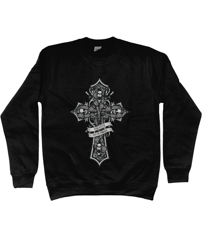 Grim Reaper Cross Sweatshirt - Walk With Me Into The Darkness - Sizes XS-5XL