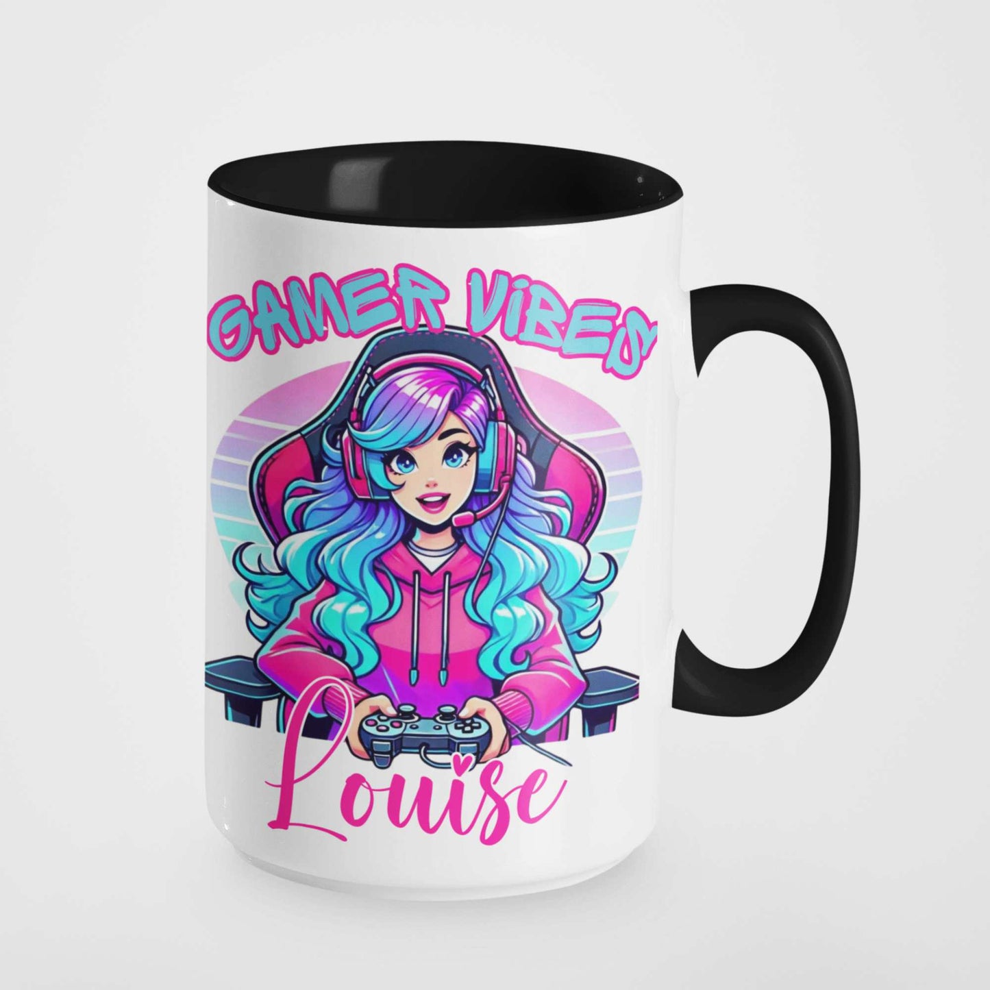 Personalised “Gamer Vibes” Mug or Tumbler – Custom Gift for Gamer Girls | Perfect for Birthdays, Christmas, Streamers & Gamers | Fun & Unique Gaming Drinkware with Name