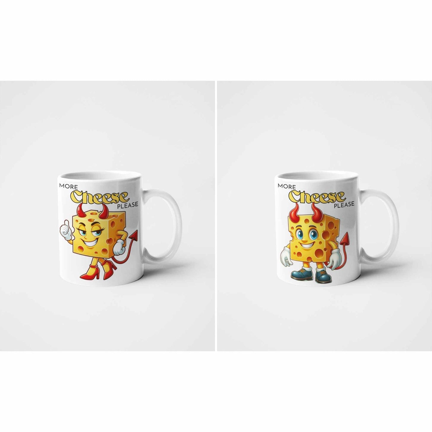 More Cheese Please Funny Devil Cheese Mug β Quirky Gift for Boyfriend, Girlfriend, Brother, Sister, Secret Santa, Office Humour, Birthday, Christmas