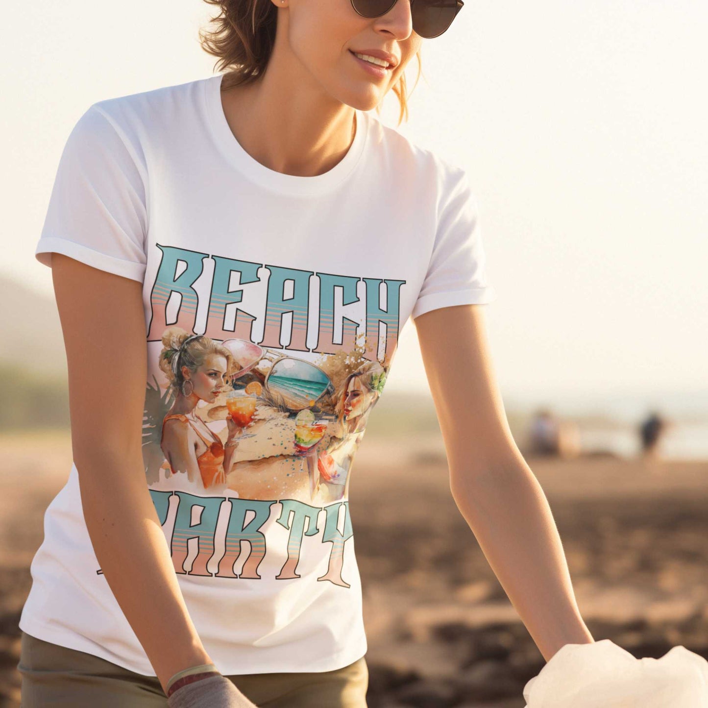 Vibrant Beach Party Tee - Celebrate Summer Vibes, 100% Cotton, S-5XL Heavy Cotton T-Shirt trans beach party (1)