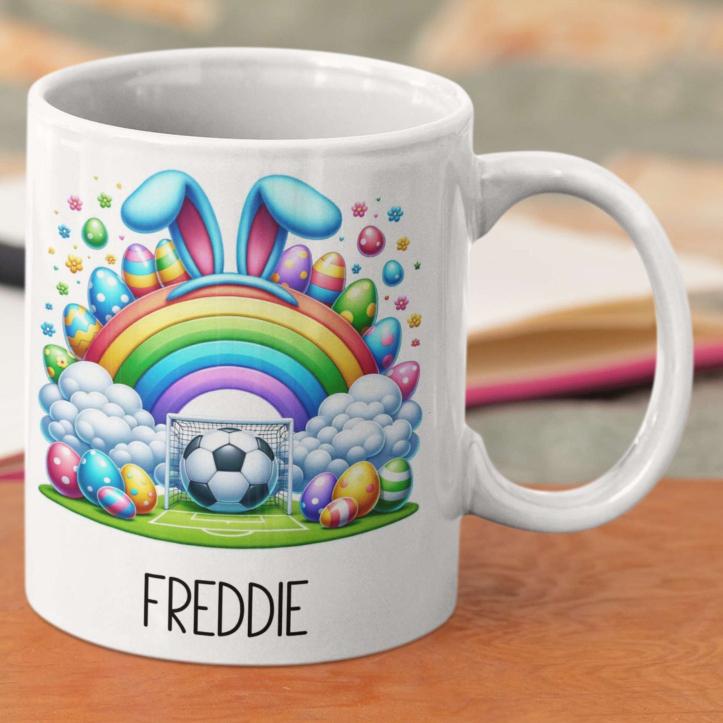 Football theme personalised Easter Mug for boys or girls