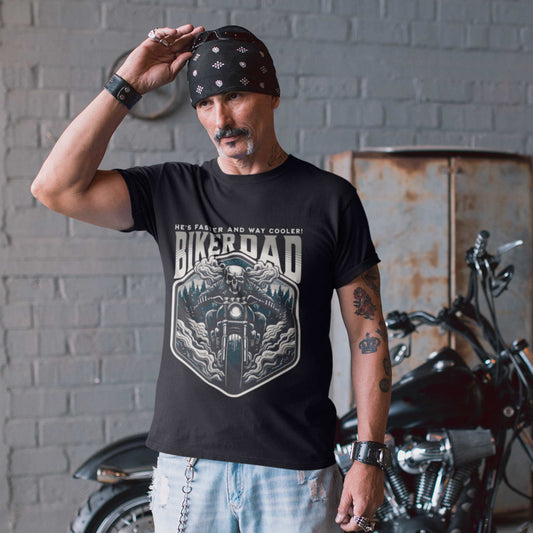 Cool Biker Dad Tee - Father's Day Motorcycle Shirt, 100% Cotton, S-5XL Heavy Cotton T-Shirt
