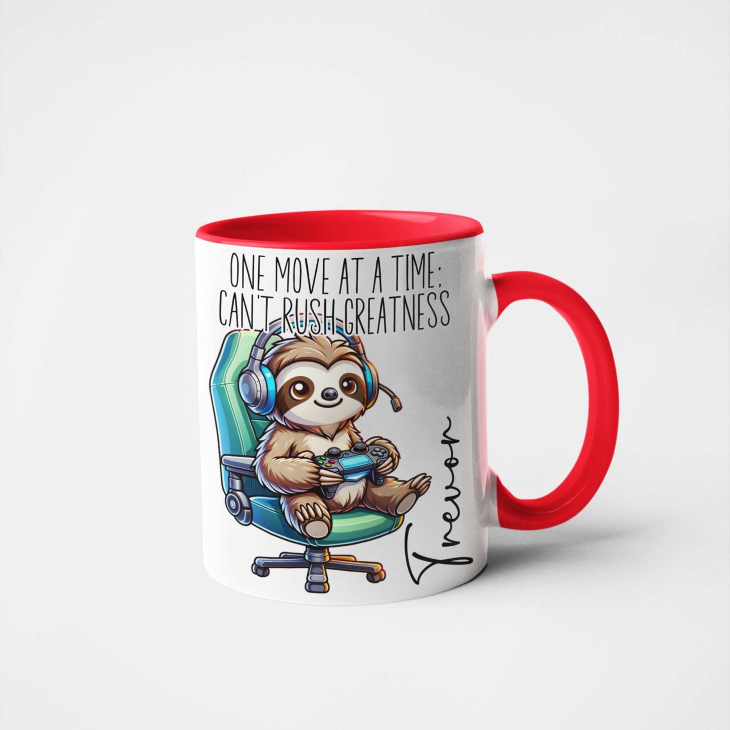 Gamer Sloth Mug - One Move at a Time; Can't Rush Greatness Personalised Mug for Gamers 🎮 | Fun Custom Gift for Lazy Gamers & Chill Vibes | Ideal for Birthdays Christmas or Just Because