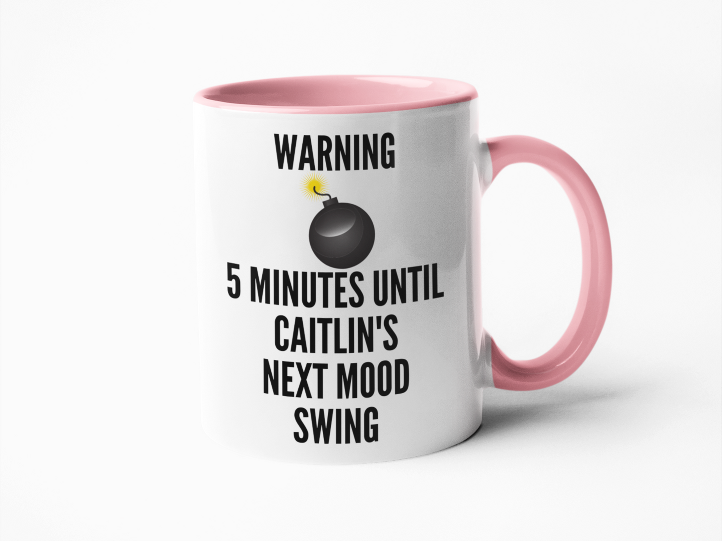Personalised Rude Sweary Coffee Mug: '5 Minutes Until Next Mood Swing' Design - Available in 11oz & 15oz | Customisable, Microwave & Dishwasher Safe