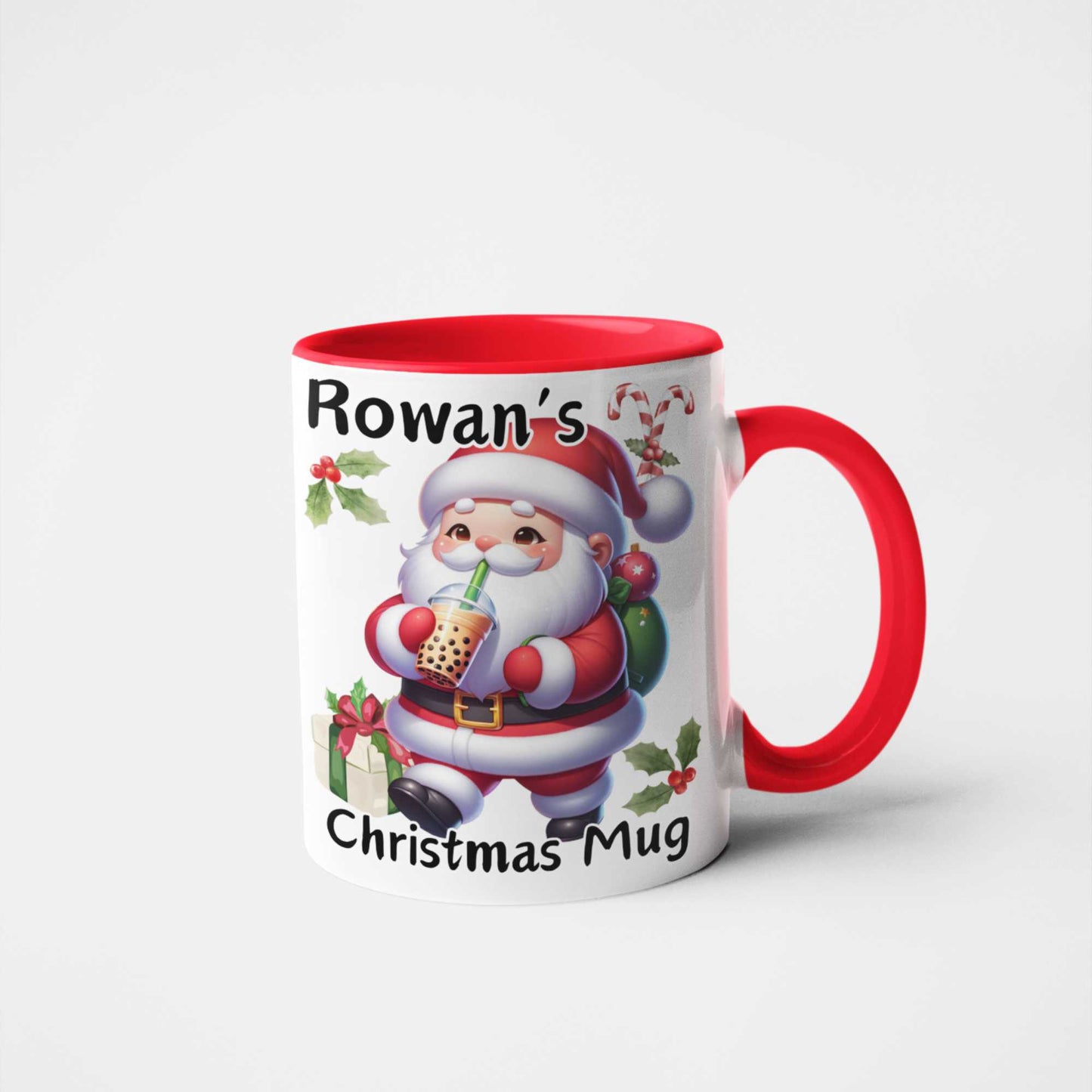 Personalised Santa Boba Tea Christmas Mug | Custom Name Christmas Gift | Fun Festive Mug for Teens & Young Adults | Christmas Stocking Filler