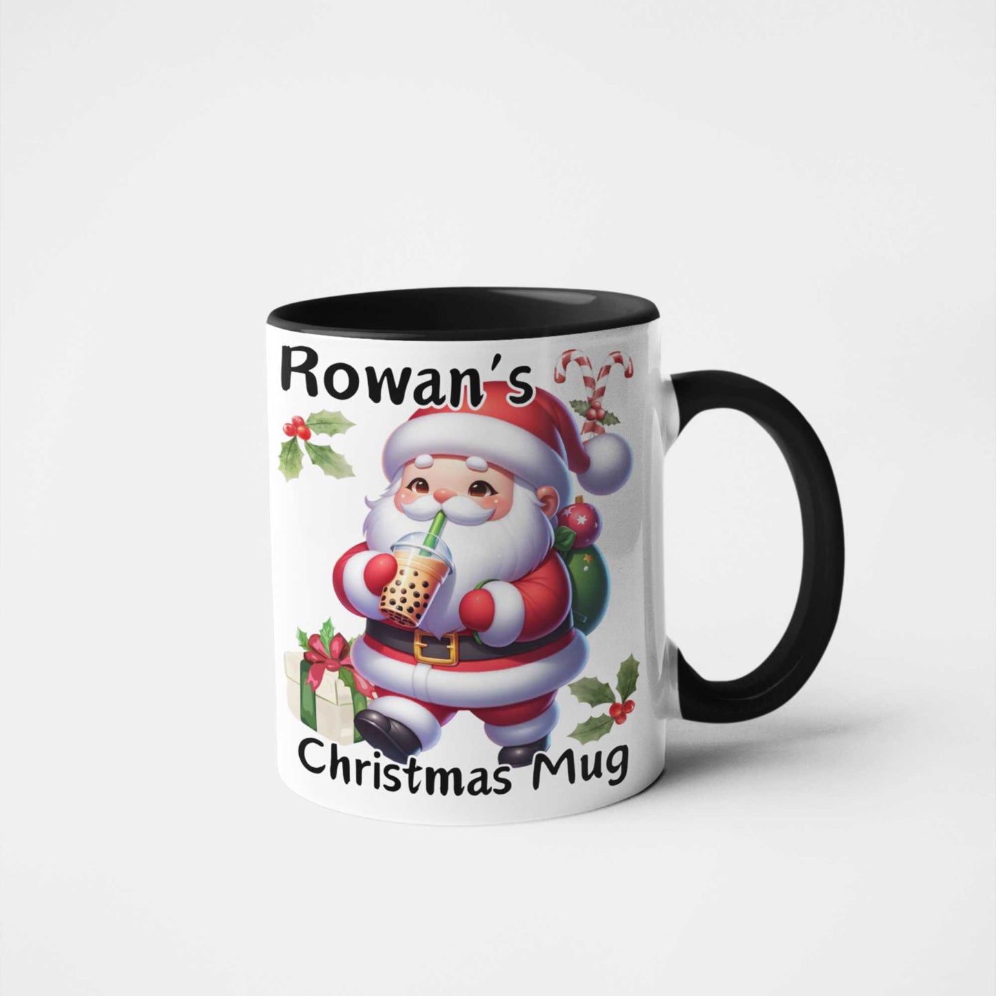Personalised Santa Boba Tea Christmas Mug | Custom Name Christmas Gift | Fun Festive Mug for Teens & Young Adults | Christmas Stocking Filler