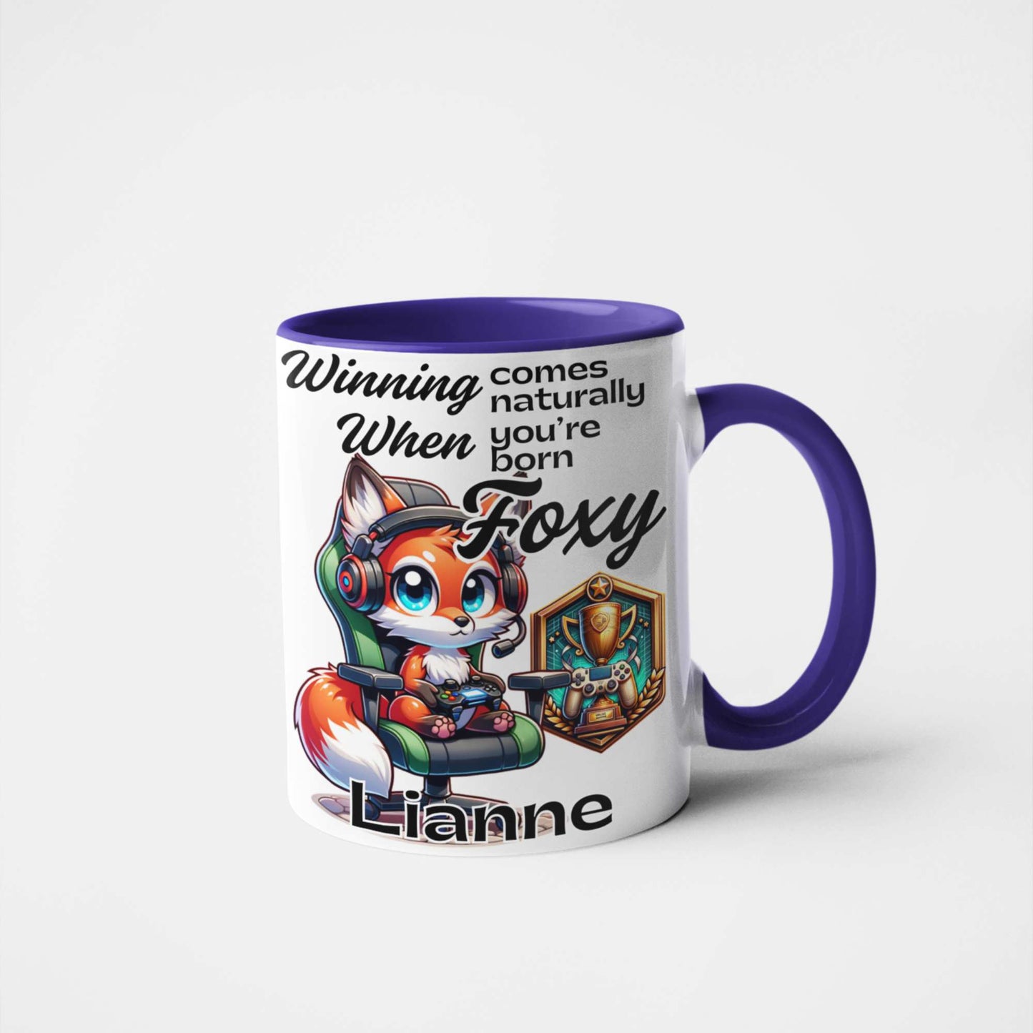 Winning Comes Naturally When You’re Born Foxy Personalised Fox Gamer Mug or Tumbler - Custom Handmade Gamer Gift | Perfect for Birthdays, Christmas, and Gaming Nights