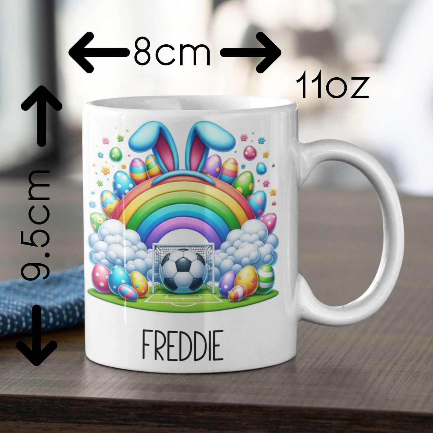 Football theme personalised Easter Mug for boys or girls