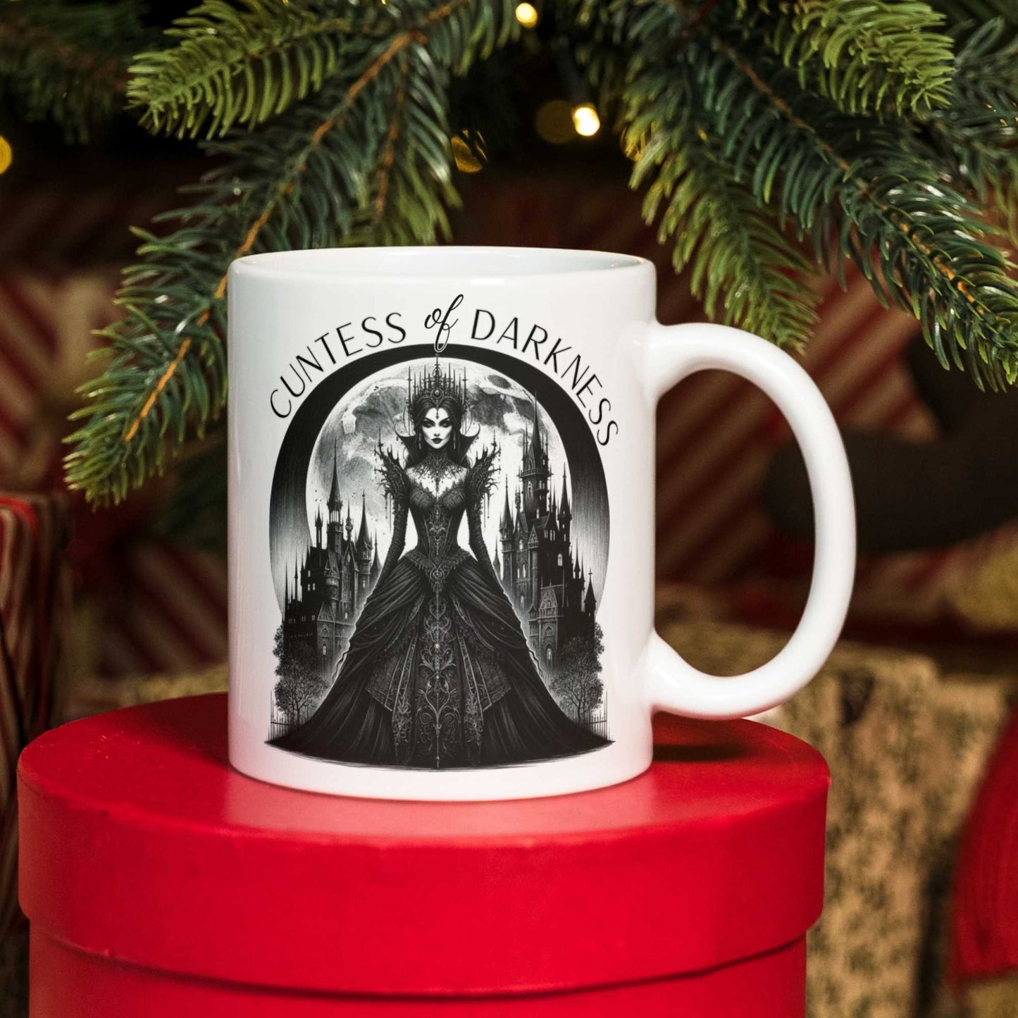 Cuntess of Darkness Naughty Gothic Mug – Dark Fantasy Ceramic Coffee Cup, Funny Spooky Gift for Her, Witchy Home Décor