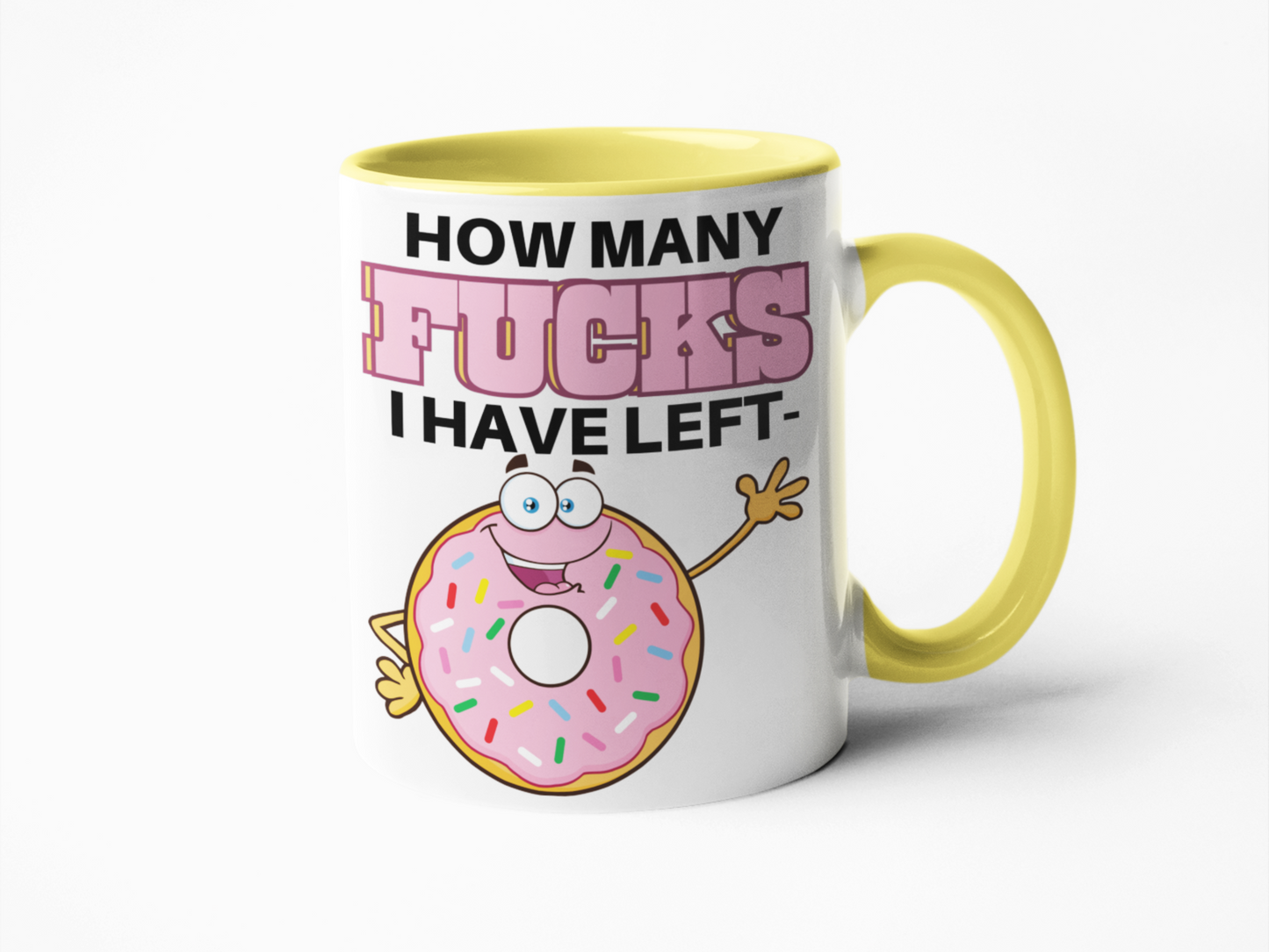 How many fucks left donut funny coffee mug