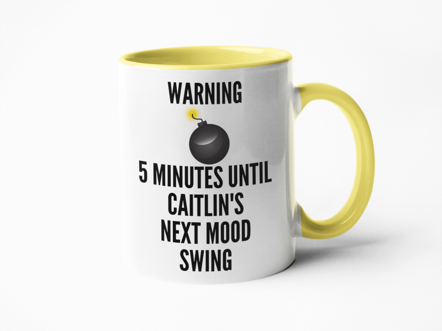 Personalised Rude Sweary Coffee Mug: '5 Minutes Until Next Mood Swing' Design - Available in 11oz & 15oz | Customisable, Microwave & Dishwasher Safe