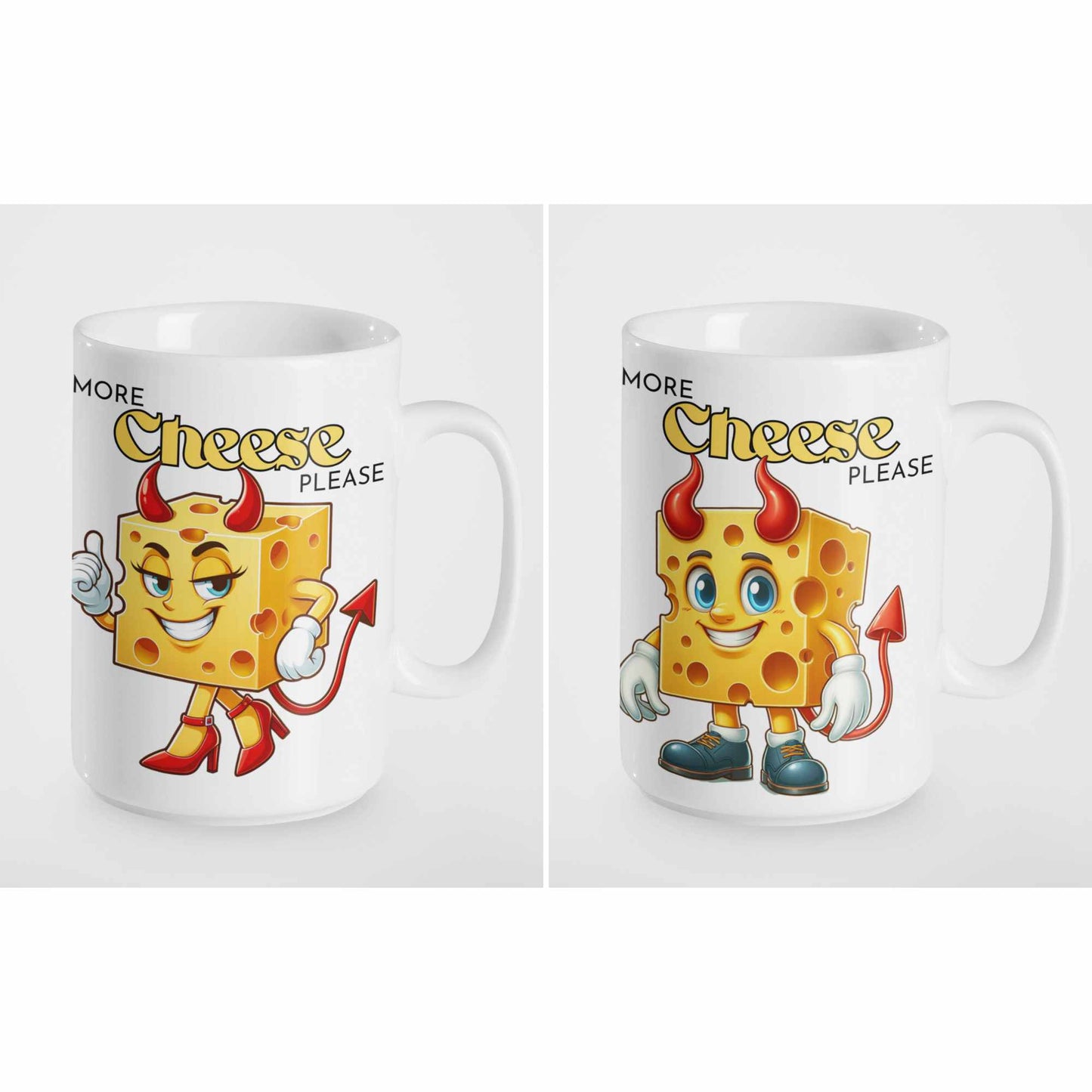 More Cheese Please Funny Devil Cheese Mug β Quirky Gift for Boyfriend, Girlfriend, Brother, Sister, Secret Santa, Office Humour, Birthday, Christmas