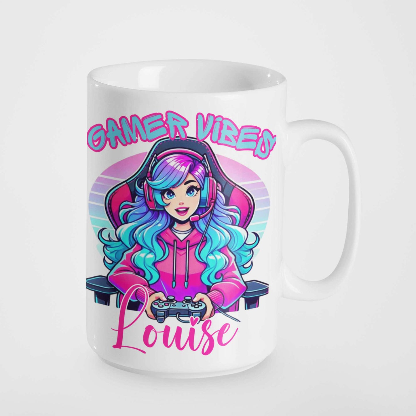 Personalised “Gamer Vibes” Mug or Tumbler – Custom Gift for Gamer Girls | Perfect for Birthdays, Christmas, Streamers & Gamers | Fun & Unique Gaming Drinkware with Name