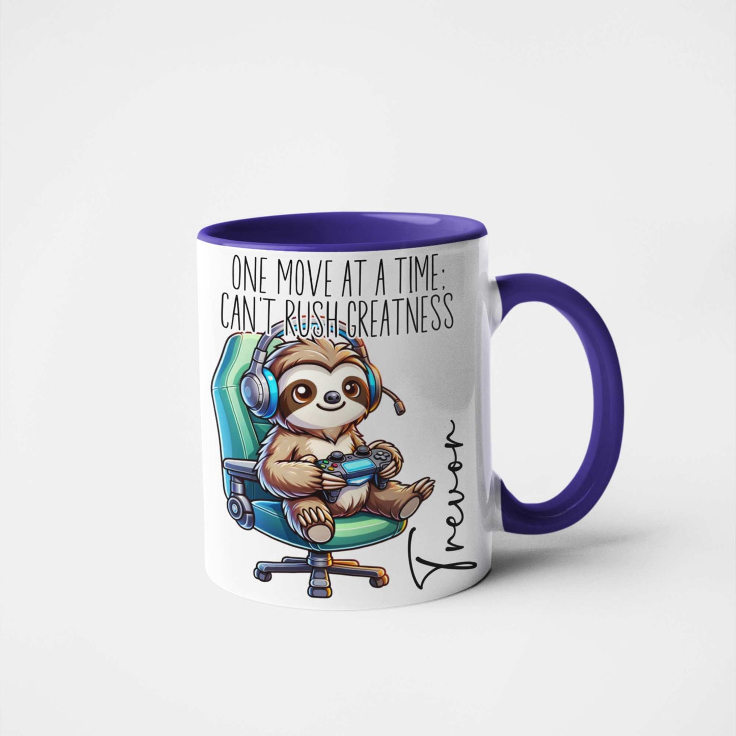 Gamer Sloth Mug - One Move at a Time; Can't Rush Greatness Personalised Mug for Gamers 🎮 | Fun Custom Gift for Lazy Gamers & Chill Vibes | Ideal for Birthdays Christmas or Just Because