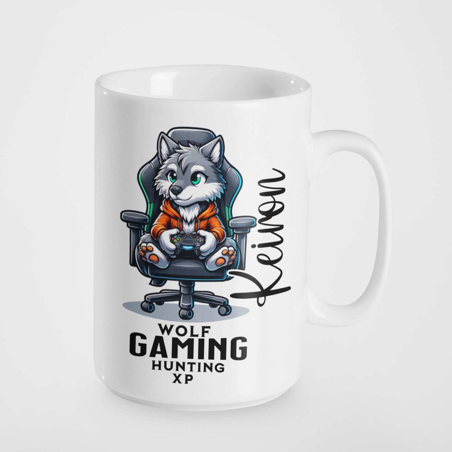 Gaming Wolf Mug or Tumbler โ Wolf Gamer XP Design โ Perfect for Gamers, Birthdays, Milestone Celebrations & More