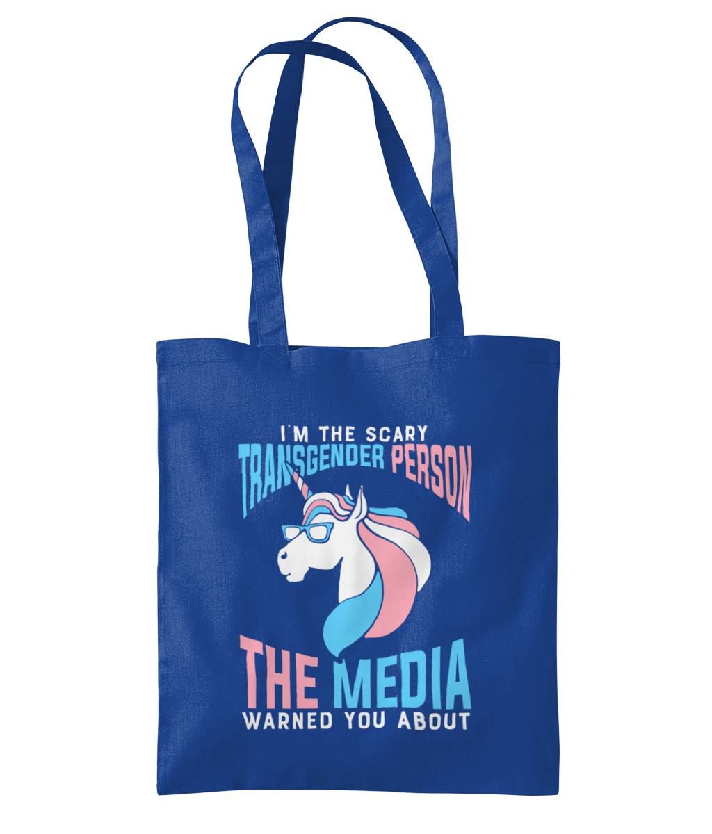 Scary trans person tote bag