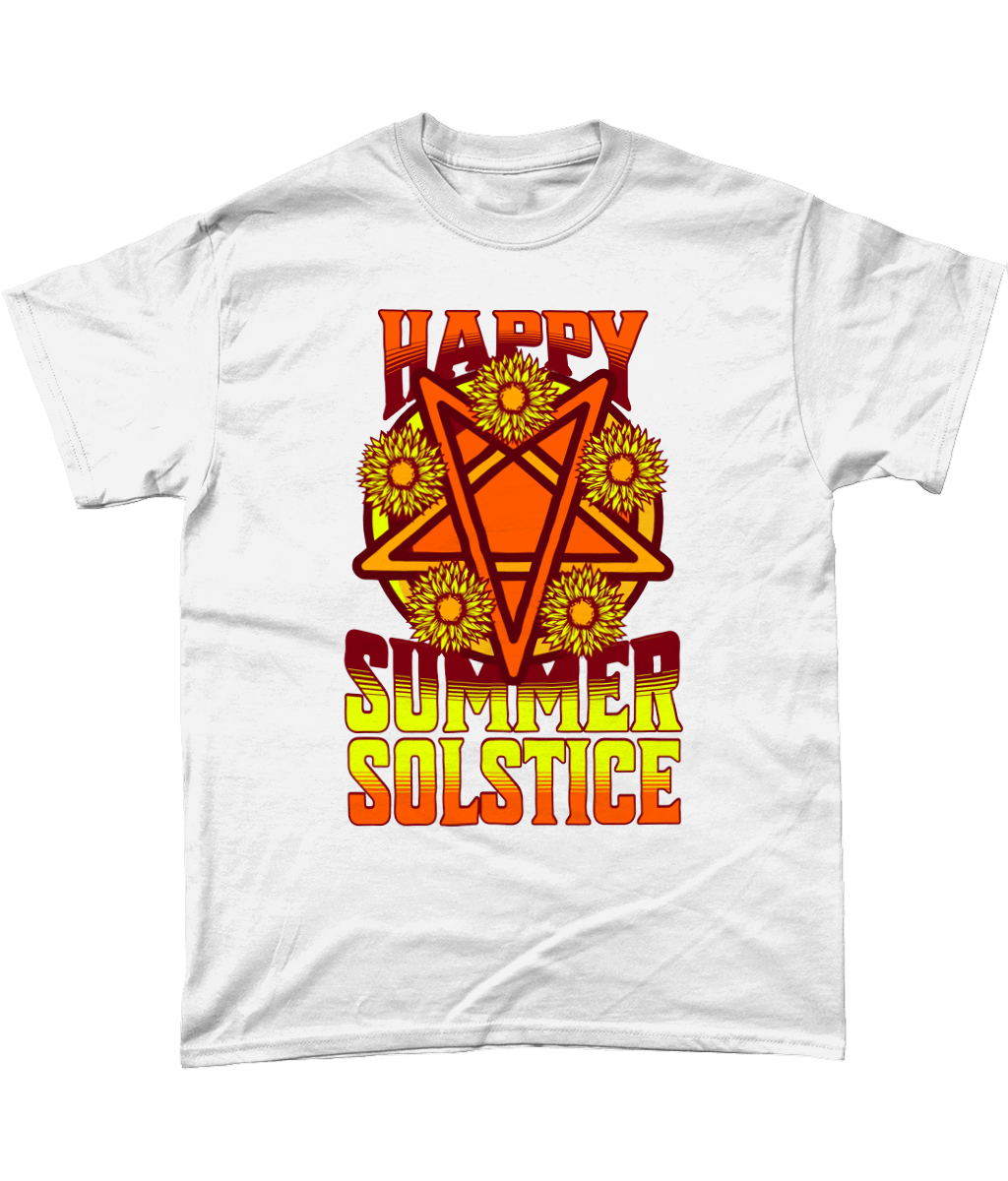 Summer Solstice Celebration Tee - Pagan Festivity Shirt, White & Black, S-5XL Gildan Heavy Cotton T-Shirt