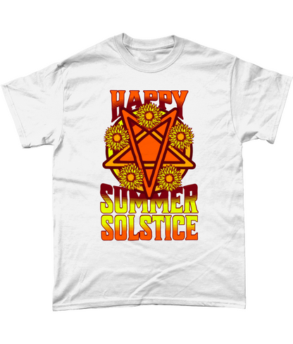 Summer Solstice Celebration Tee - Pagan Festivity Shirt, White & Black, S-5XL Gildan Heavy Cotton T-Shirt