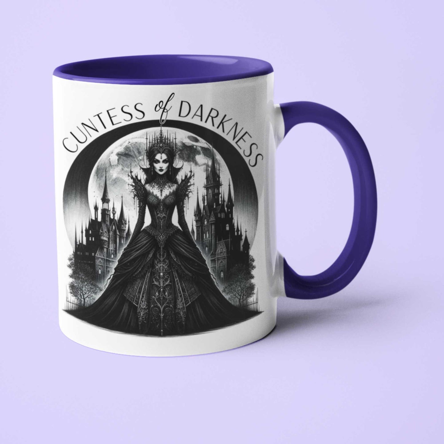 Cuntess of Darkness Naughty Gothic Mug – Dark Fantasy Ceramic Coffee Cup, Funny Spooky Gift for Her, Witchy Home Décor