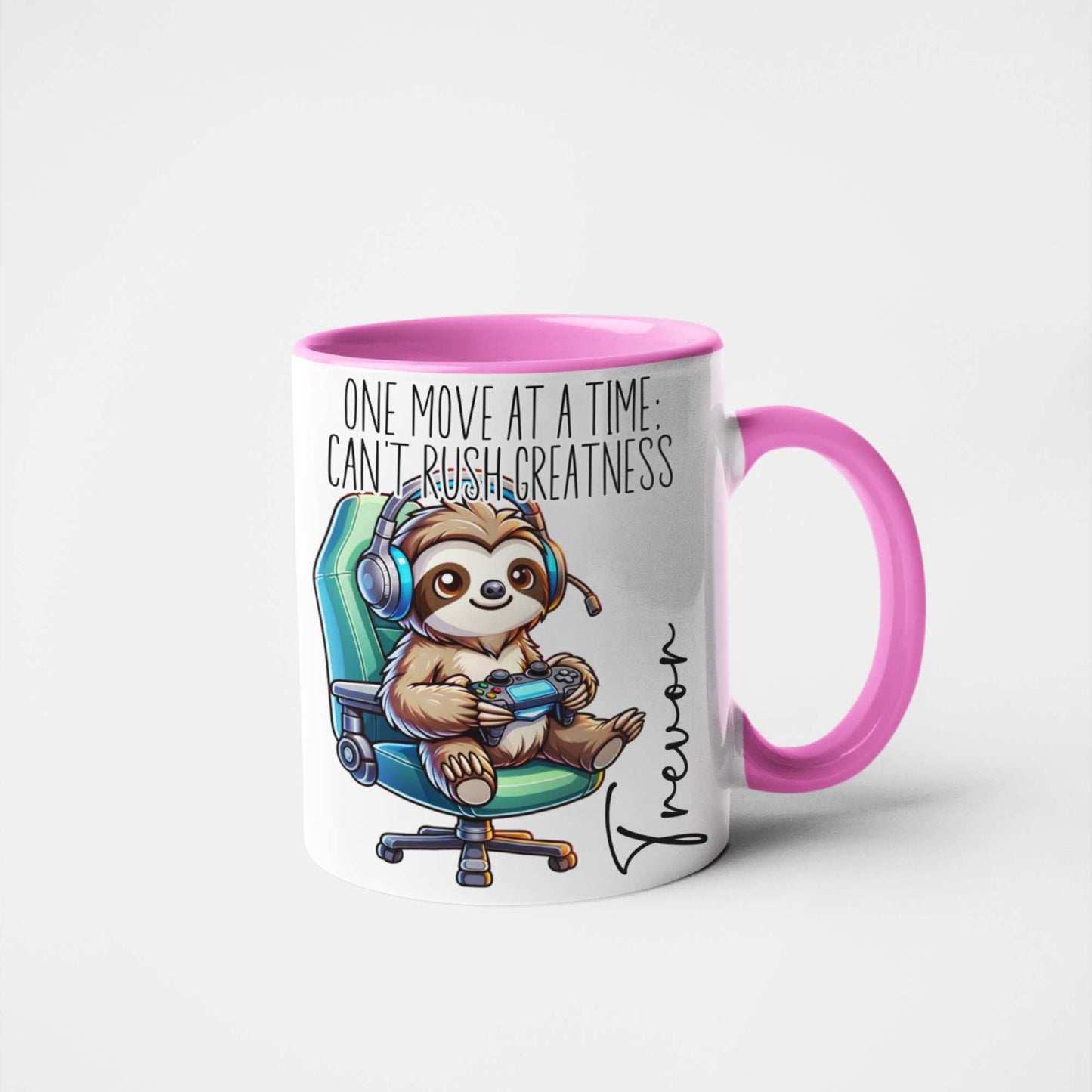 Gamer Sloth Mug - One Move at a Time; Can't Rush Greatness Personalised Mug for Gamers 🎮 | Fun Custom Gift for Lazy Gamers & Chill Vibes | Ideal for Birthdays Christmas or Just Because