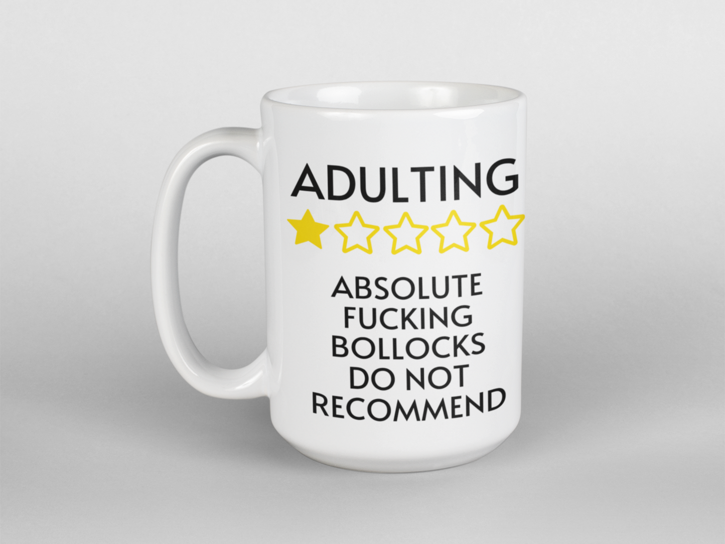 Adulting Absolute F-ing Bollocks Do Not Recommend - Funny Rude Coffee Mug for Birthday, Christmas, Humorous Gifts