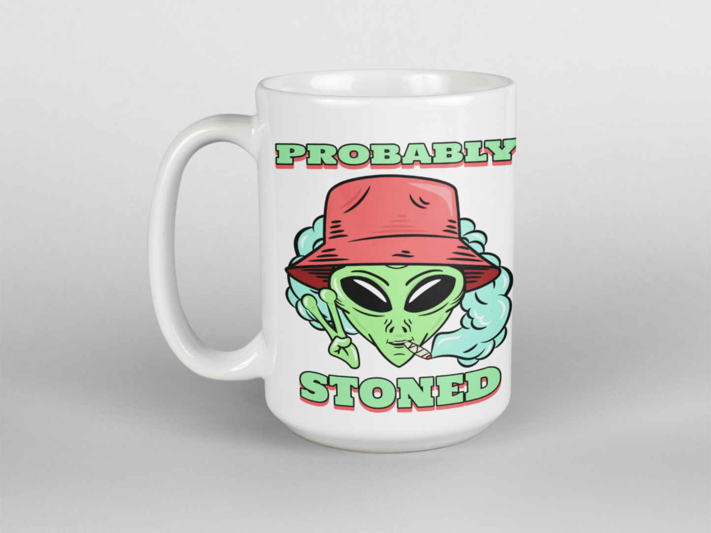 Probably stoned alien coffee mug