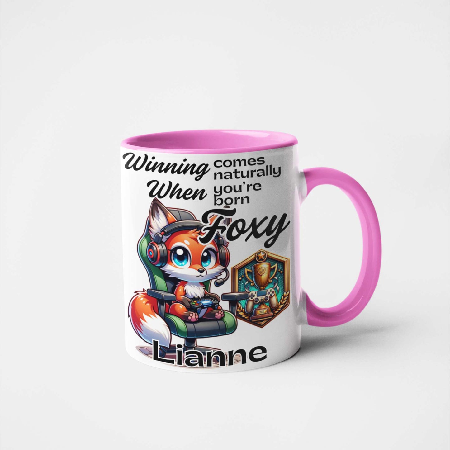 Winning Comes Naturally When You’re Born Foxy Personalised Fox Gamer Mug or Tumbler - Custom Handmade Gamer Gift | Perfect for Birthdays, Christmas, and Gaming Nights