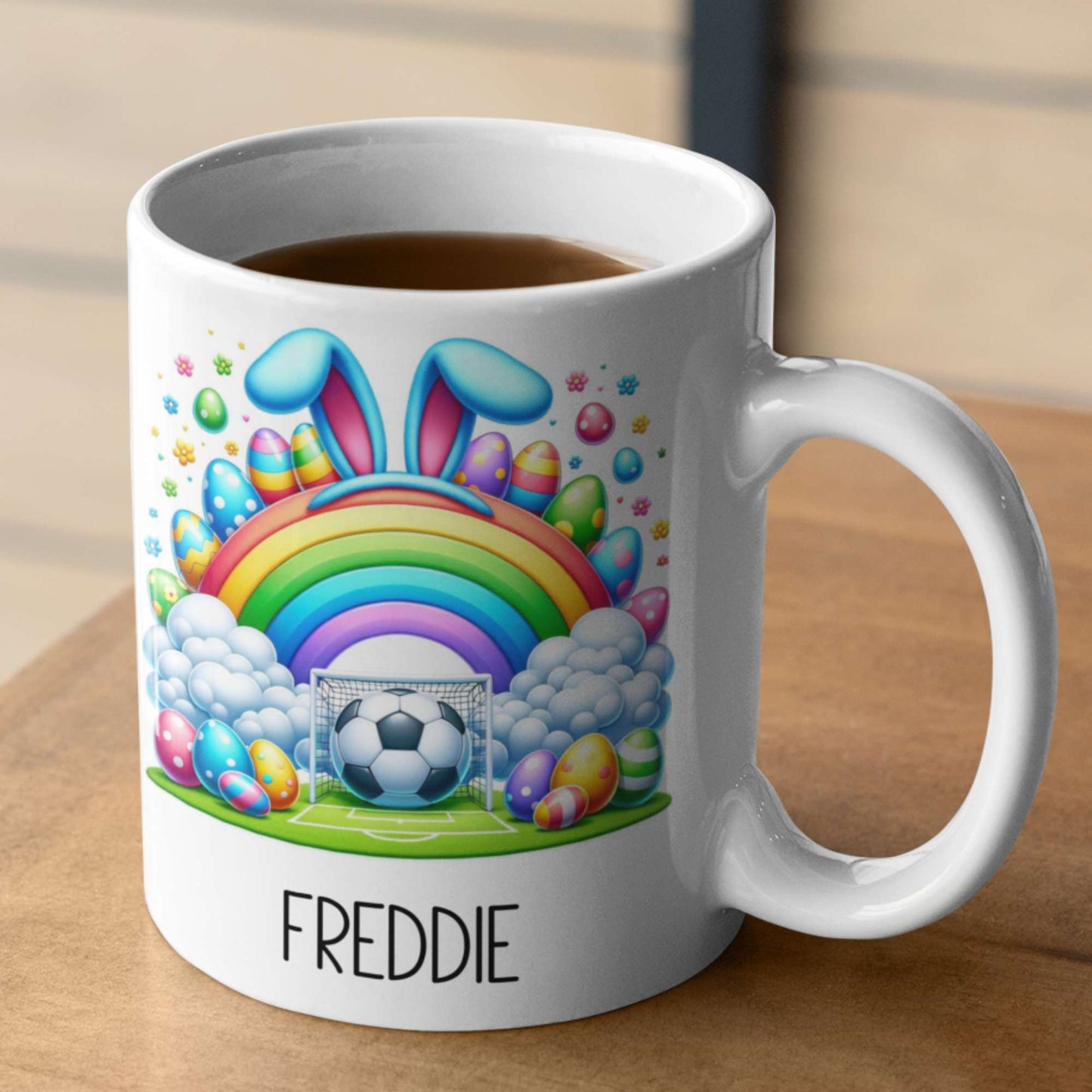 Football theme personalised Easter Mug for boys or girls