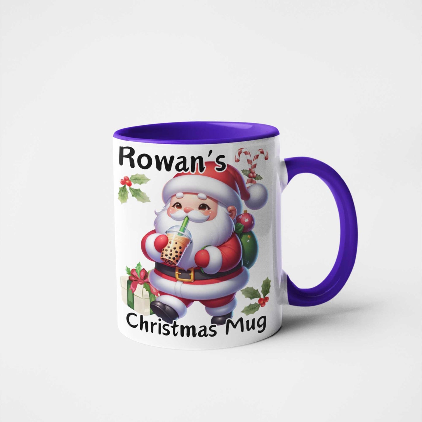Personalised Santa Boba Tea Christmas Mug | Custom Name Christmas Gift | Fun Festive Mug for Teens & Young Adults | Christmas Stocking Filler