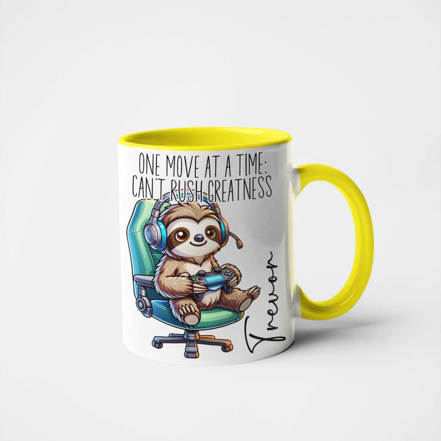 Gamer Sloth Mug - One Move at a Time; Can't Rush Greatness Personalised Mug for Gamers 🎮 | Fun Custom Gift for Lazy Gamers & Chill Vibes | Ideal for Birthdays Christmas or Just Because