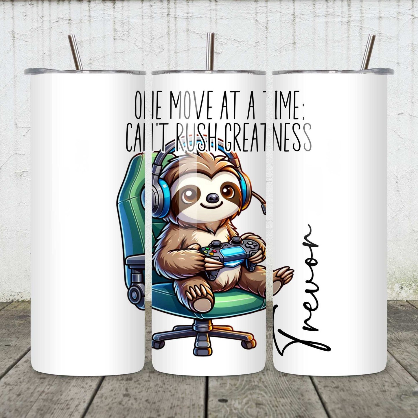 Gamer Sloth Mug - One Move at a Time; Can't Rush Greatness Personalised Mug for Gamers 🎮 | Fun Custom Gift for Lazy Gamers & Chill Vibes | Ideal for Birthdays Christmas or Just Because
