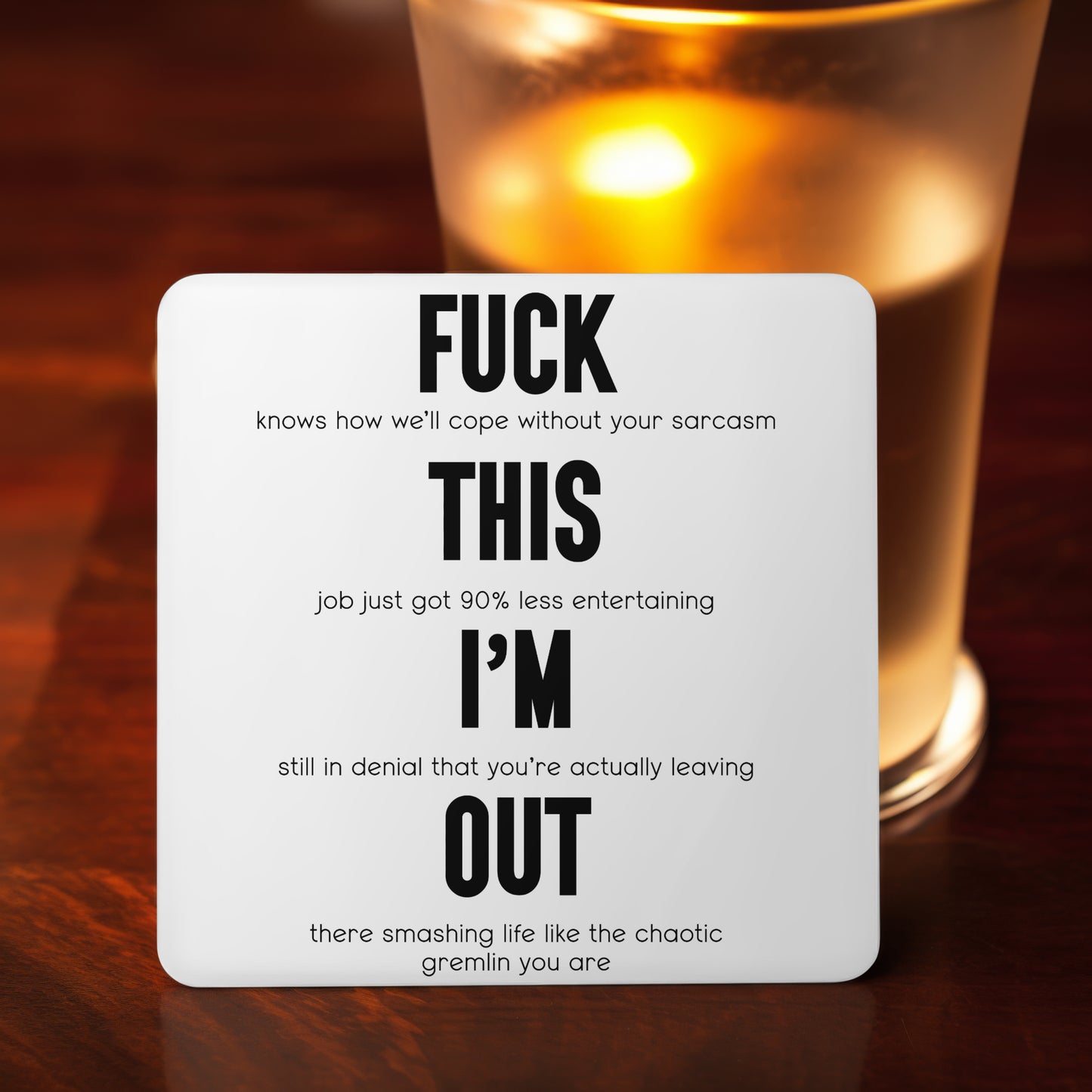 “Fuck This I’m Out” Funny Resignation Gift – Sweary Mug or Coaster for Colleague Leaving Work – Hilarious Quit Job Present – Office Farewell Gift – Secret Santa – Work Rant Relief