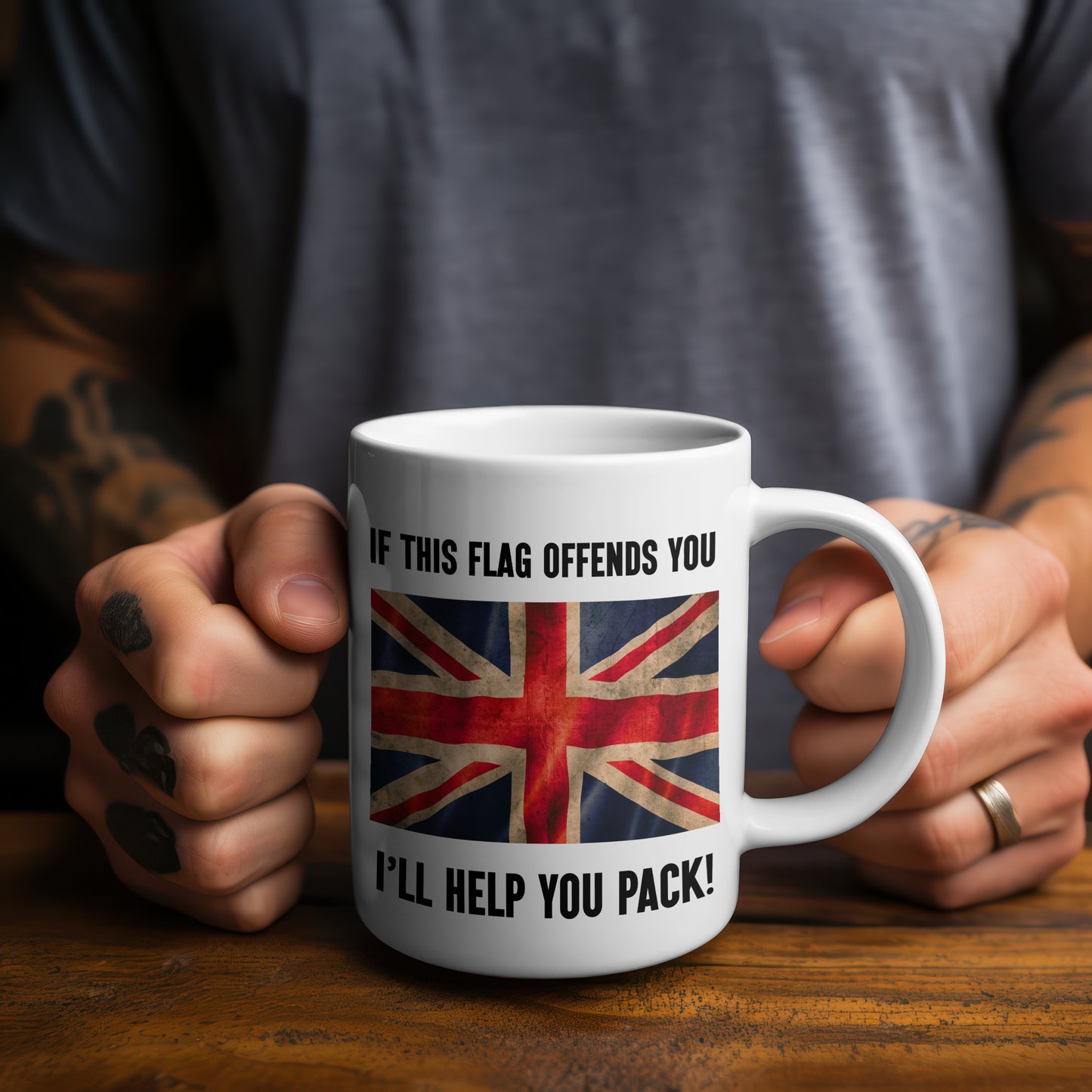 If This Flag Offends Mug – Funny British Flag Coffee Mug | Union Jack Patriotic Gift for Men | UK Pride Banter Mug | Rude Novelty Tea Cup