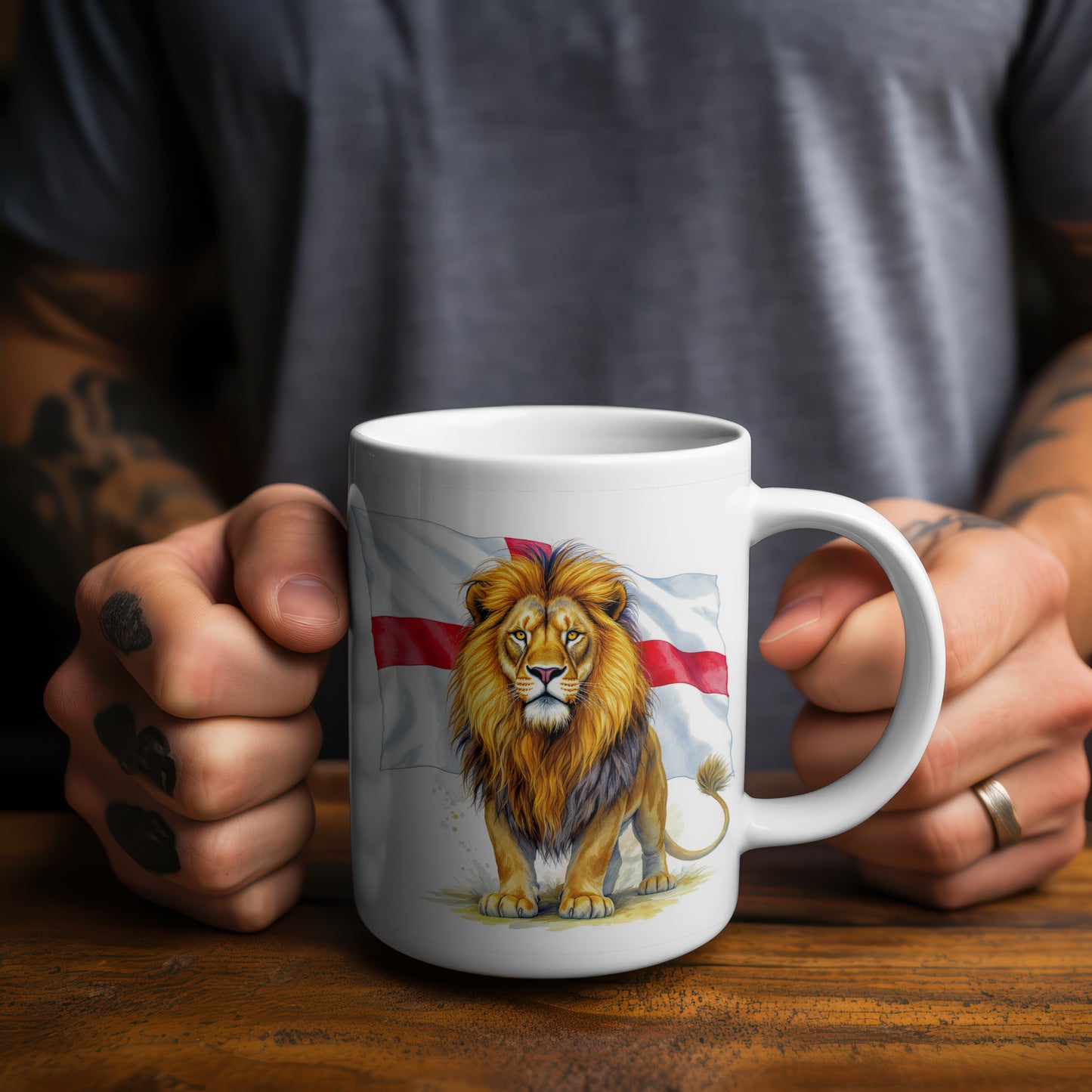 England Lion Mug or Tumbler | Raise the Colours | Hand Printed in the UK | St George's Cross Cup