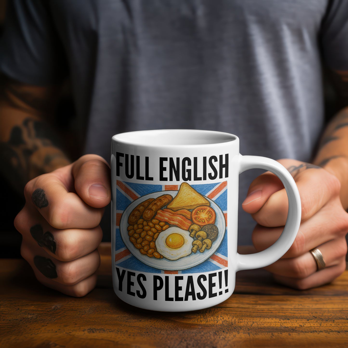 Funny British Breakfast Mug, Tumbler or Coaster – Ideal for Birthdays, Christmas, Foodies & Kitchen Gifts