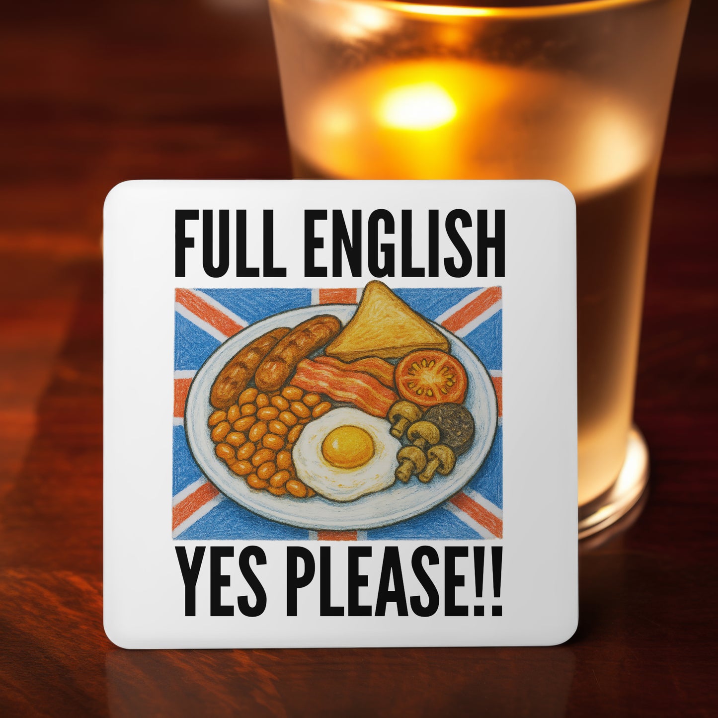 Funny British Breakfast Mug, Tumbler or Coaster – Ideal for Birthdays, Christmas, Foodies & Kitchen Gifts