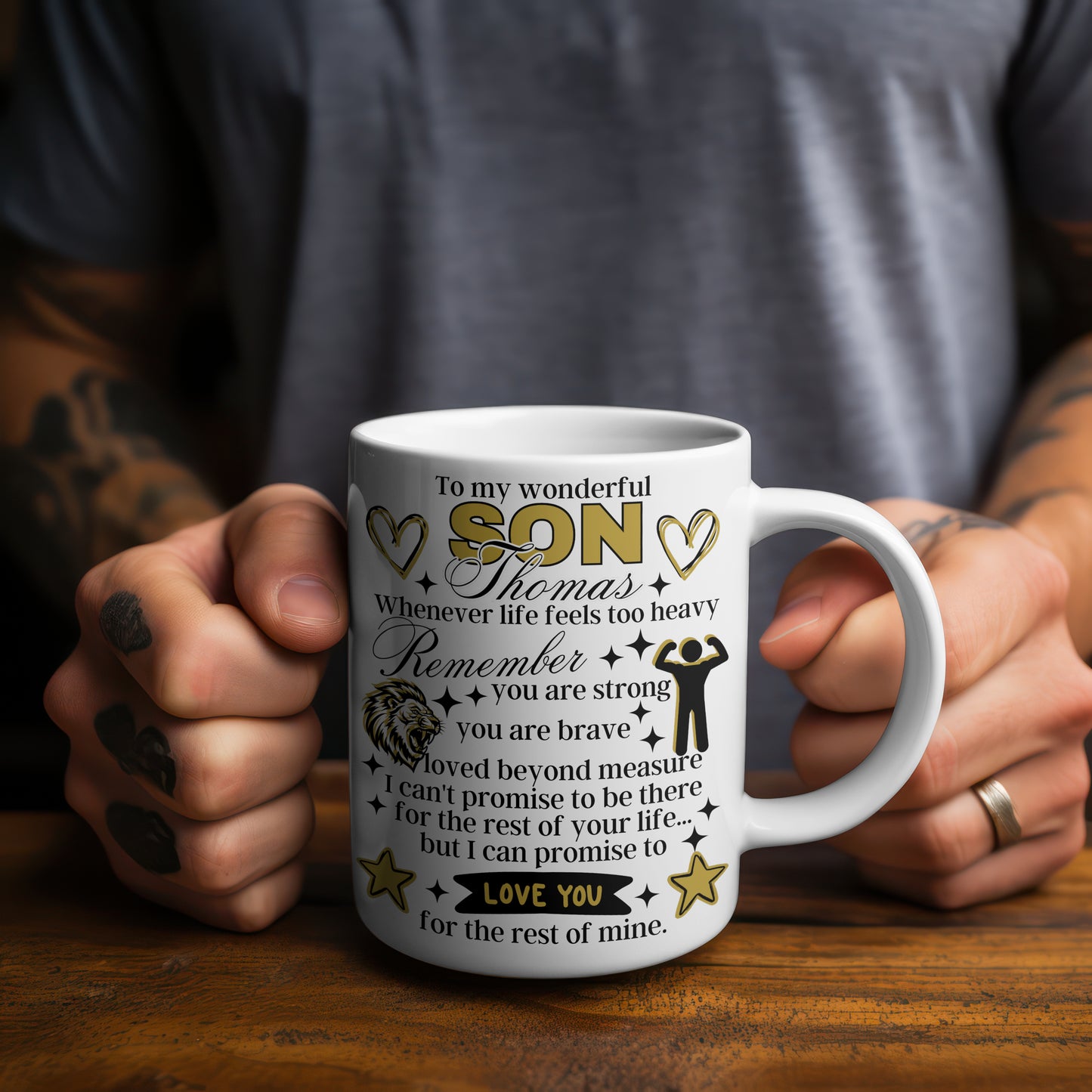 To My Wonderful Son Personalised Name Mug – Inspirational Son Gift, Ceramic 11oz / 15oz, Message Keepsake for Son, Birthday / Christmas / Graduation Present