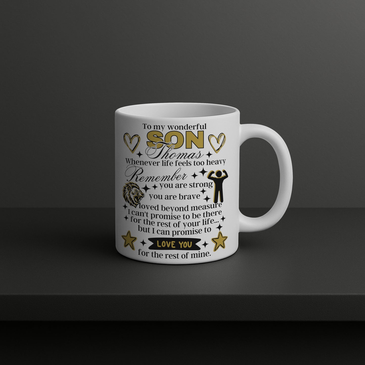 To My Wonderful Son Personalised Name Mug – Inspirational Son Gift, Ceramic 11oz / 15oz, Message Keepsake for Son, Birthday / Christmas / Graduation Present