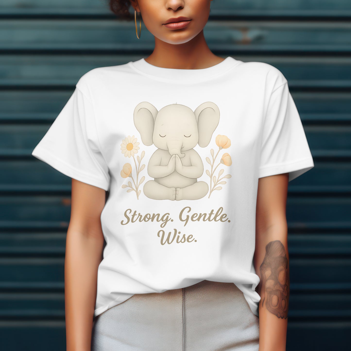 Strong Gentle Wise Elephant T-Shirt | Mindfulness Tee | Yoga Shirt | Animal Lover Gift