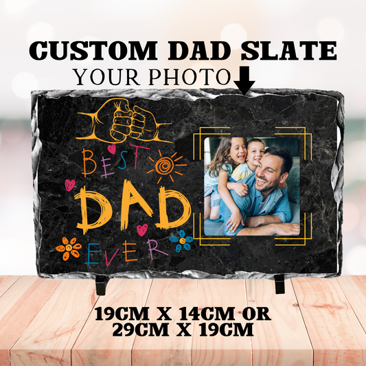 Custom Father's Day Gift for Dad Photo Gift - your words your photo on Rock Slate in 2 sizes