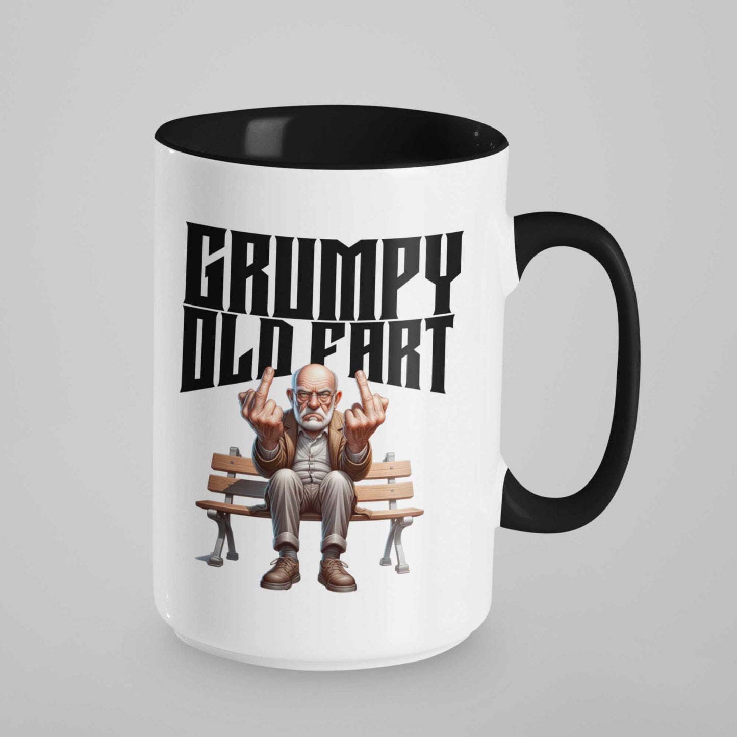 Grumpy Old Fart 15oz Mug with Black Handle – Sarcastic Gift for Men, Ideal for Birthdays or Christmas