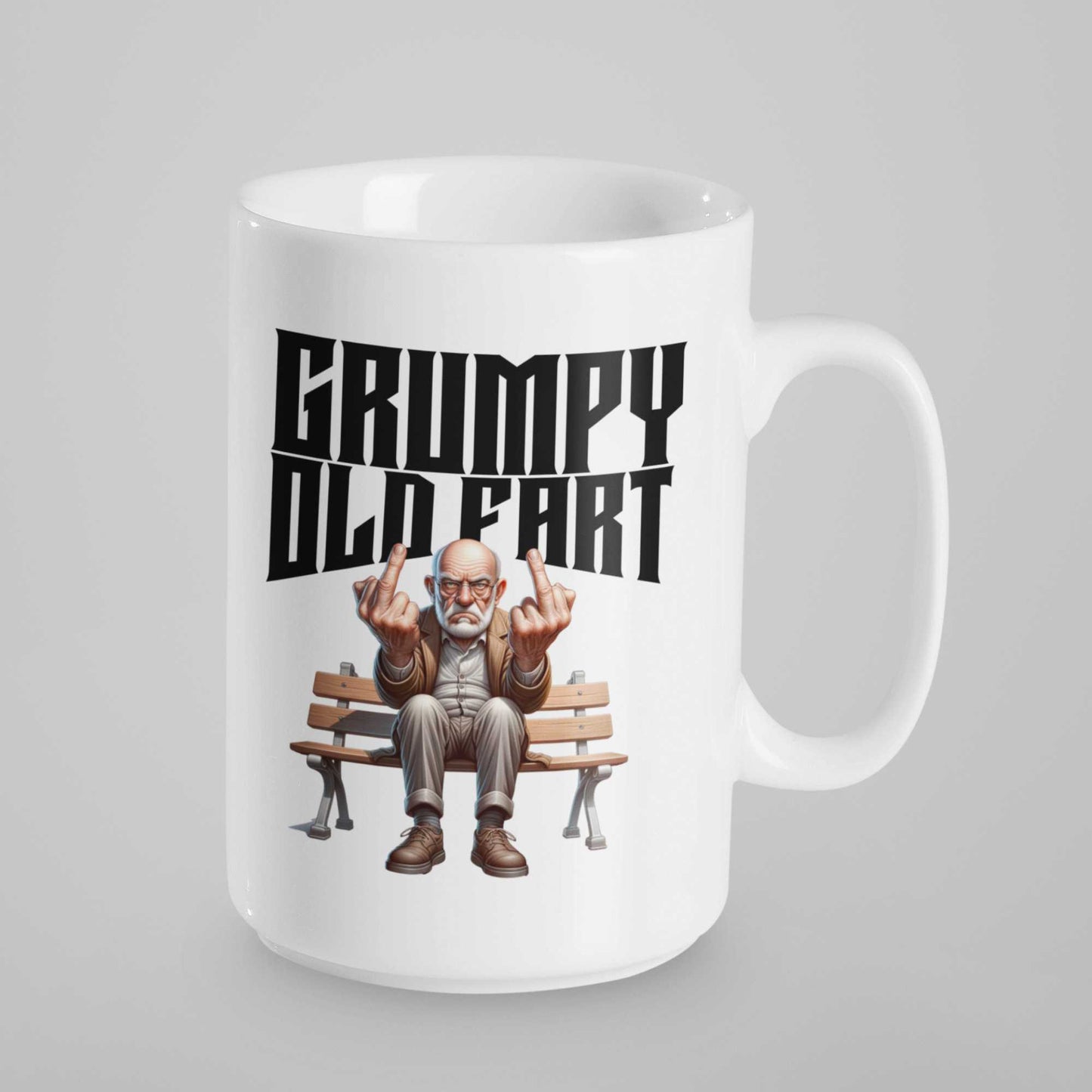 Large 15oz Grumpy Old Fart Mug with White Handle – Funny Gift for Dad, Perfect for Coffee or Tea