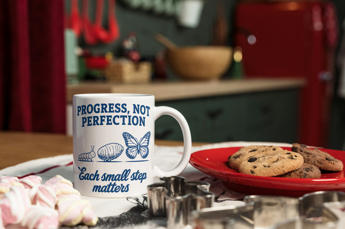 Progress Not Perfection Mug - Mental Health Gift - Inspirational Coffee Mug - Self Care Gift for Women - Positivity Mug - Motivational Gift for Anxiety and Depression