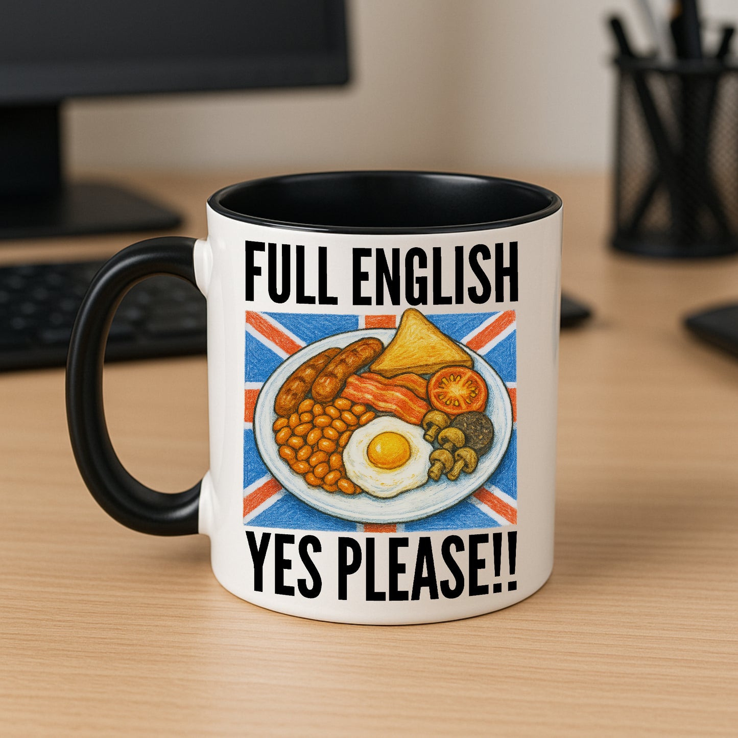 Funny British Breakfast Mug, Tumbler or Coaster – Ideal for Birthdays, Christmas, Foodies & Kitchen Gifts
