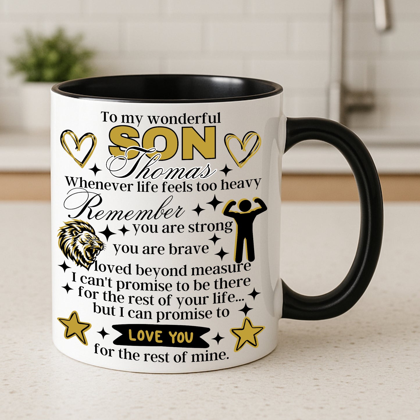 To My Wonderful Son Personalised Name Mug – Inspirational Son Gift, Ceramic 11oz / 15oz, Message Keepsake for Son, Birthday / Christmas / Graduation Present