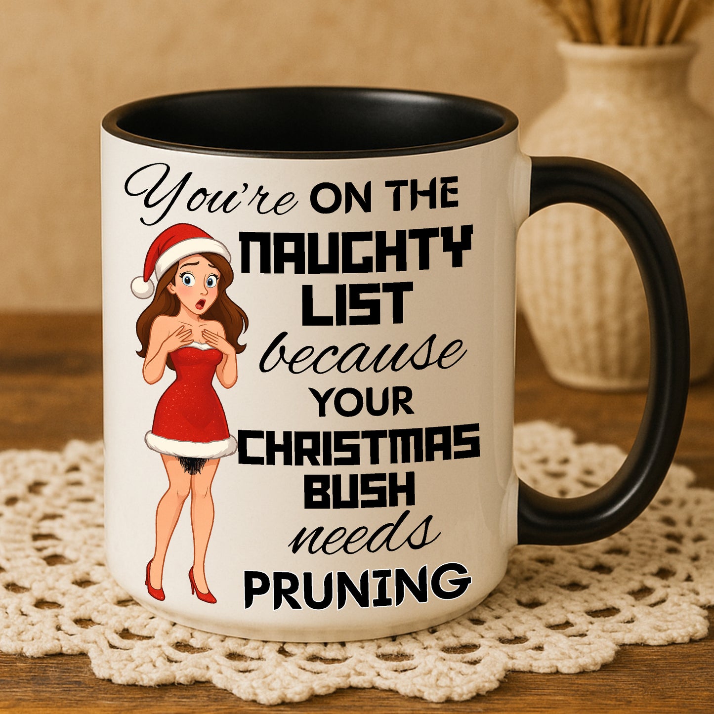 Cheeky Christmas Mug β Naughty List Secret Santa Gift for Her β Funny Xmas Present β Adult Holiday Humour β Rude Festive Cup