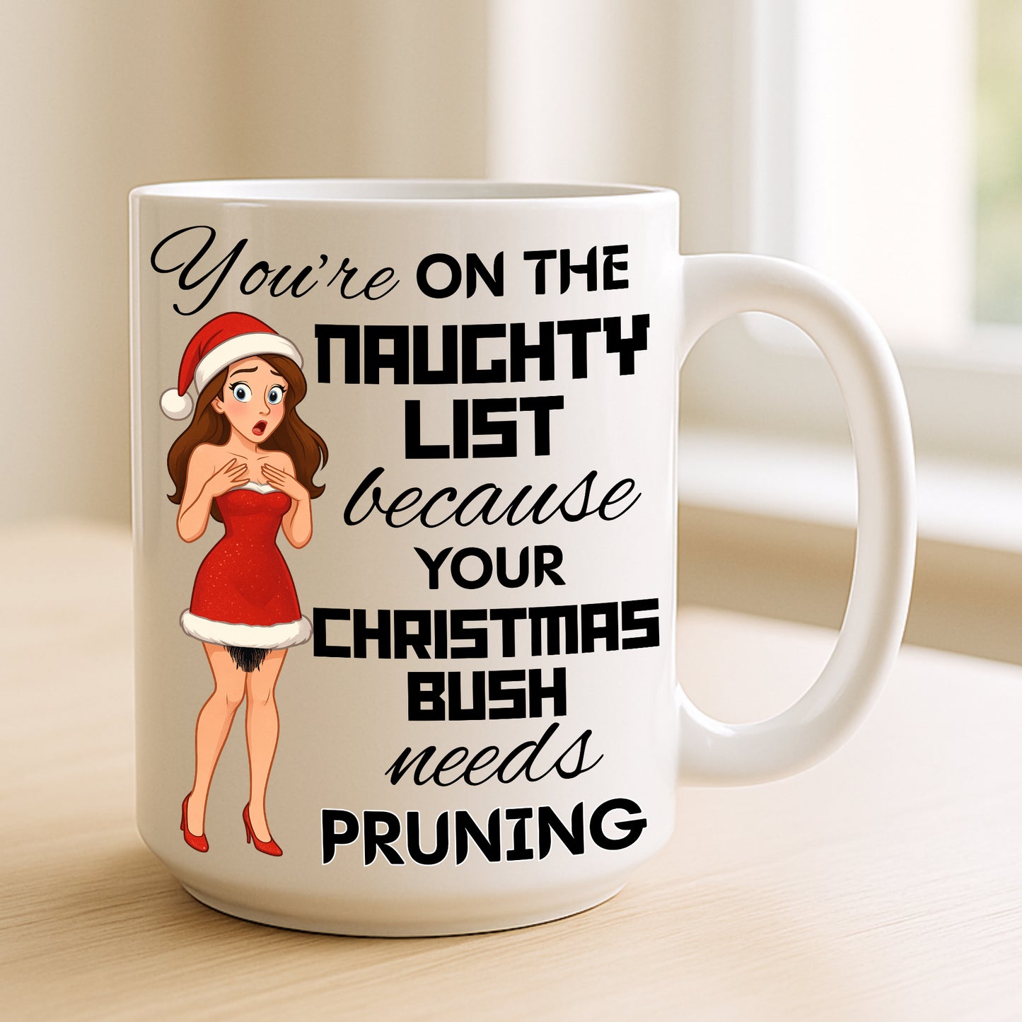 Cheeky Christmas Mug β Naughty List Secret Santa Gift for Her β Funny Xmas Present β Adult Holiday Humour β Rude Festive Cup