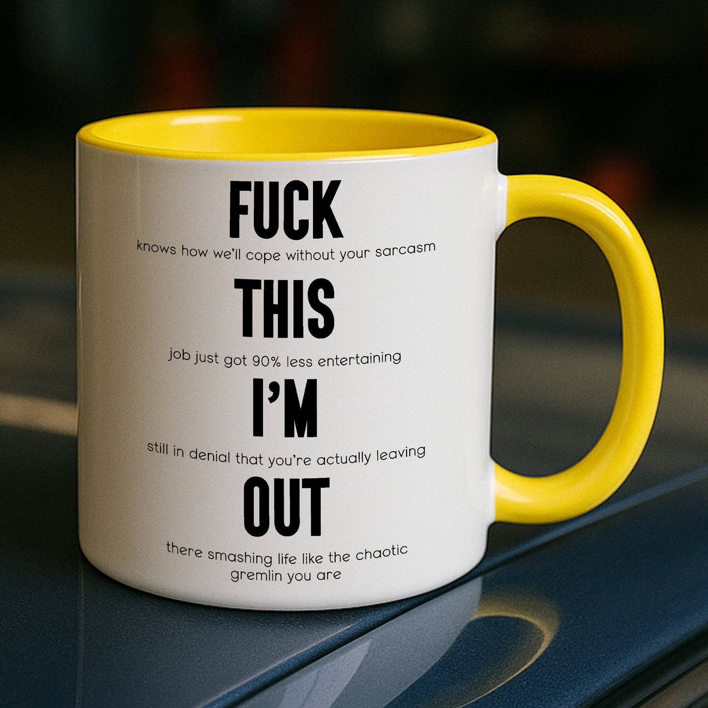 “Fuck This I’m Out” Funny Resignation Gift – Sweary Mug or Coaster for Colleague Leaving Work – Hilarious Quit Job Present – Office Farewell Gift – Secret Santa – Work Rant Relief