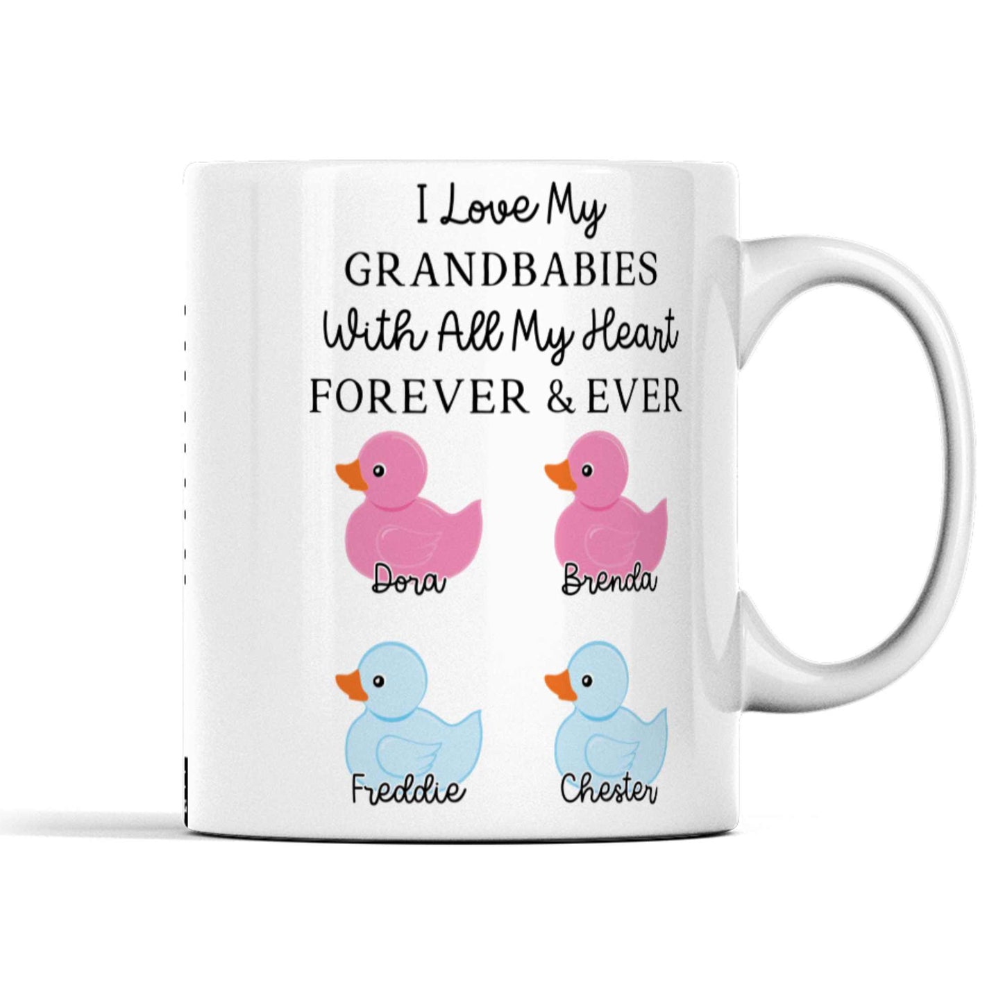 Grandparent Mug - Customised with Grandchildren's Names and Genders | Unique Duck Gift for Nan, Granny, Grandad | Special Keepsake Mug