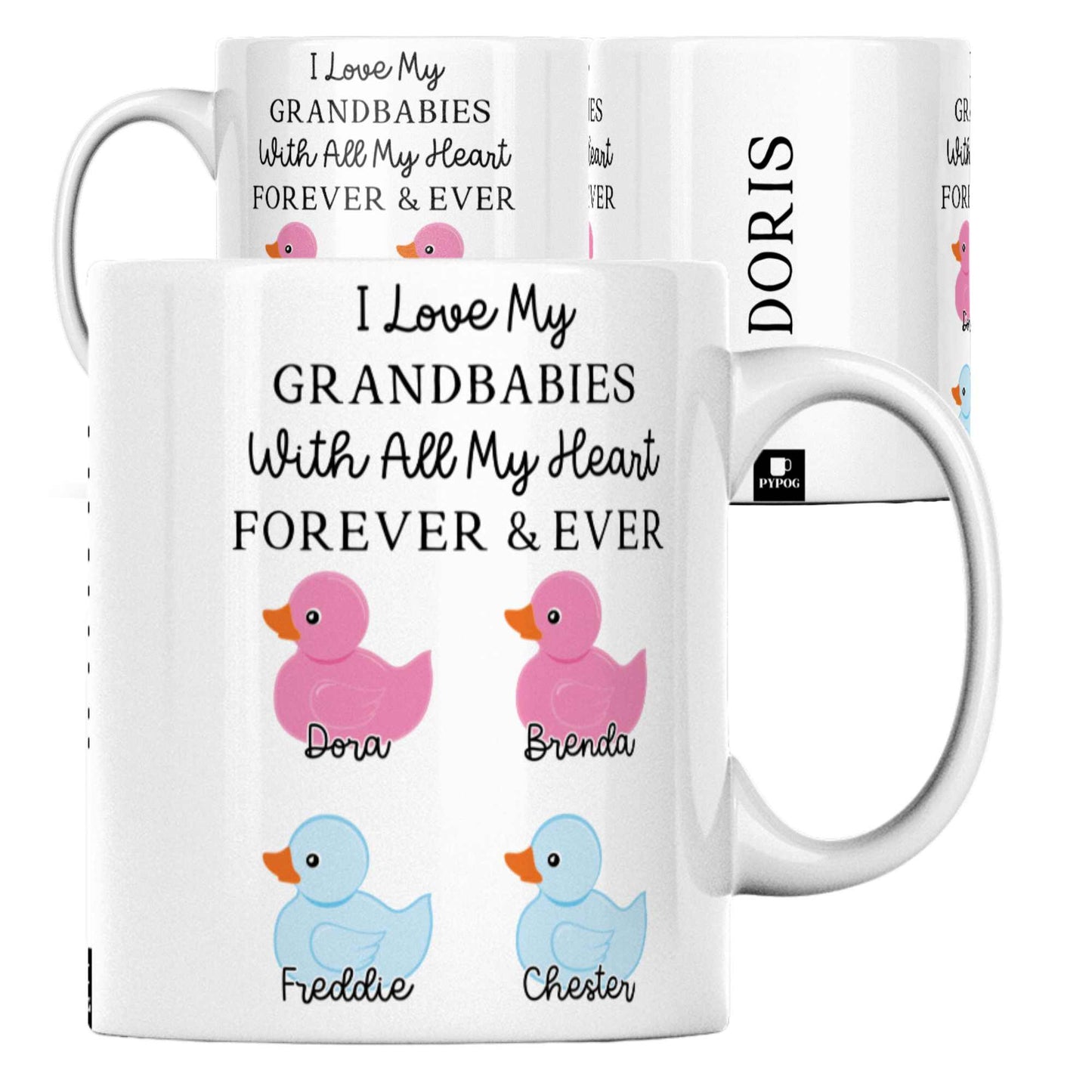Grandparent Mug - Customised with Grandchildren's Names and Genders | Unique Duck Gift for Nan, Granny, Grandad | Special Keepsake Mug